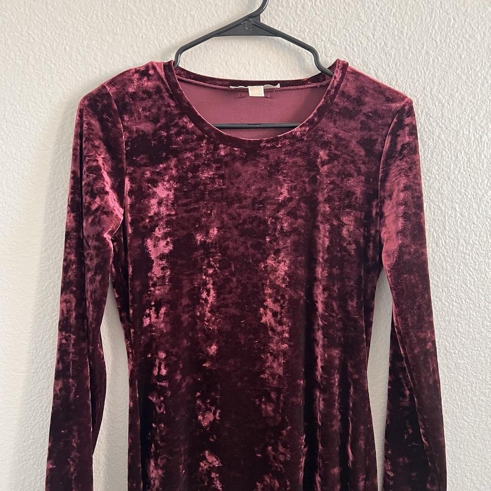 Michael Kors Medium Dress Midi Bodycon Velvet Stretch Burgundy